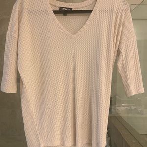 Express V Neck Cream Shirt
